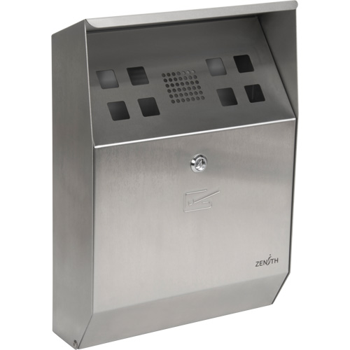 JN619 Smoking Receptacle, Wall-Mount, Stainless Steel, 1.6 Litres Capacity, 13-4/5" Height