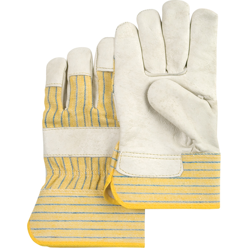 SAJ023 Gants d'ajusteur &agrave; paume s&egrave;che d'usage standard, Grand, Paume en Cuir fleur de vache, Doublure en Coton