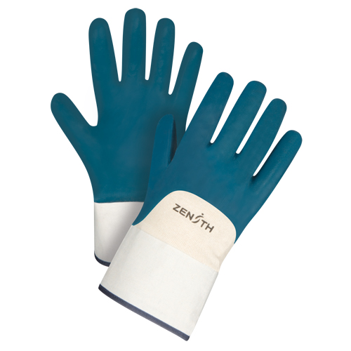 SAN447 Heavyweight Safety Cuff Gloves, 10/X-Large, Nitrile Coating, Cotton Shell