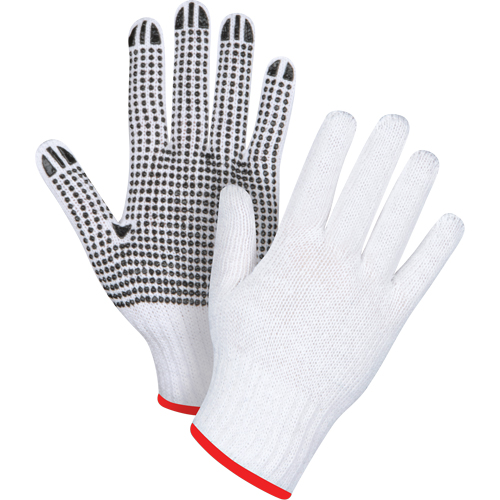 SAN489 Gants tricot&eacute;s &agrave; pois, Poly/coton, Un c&ocirc;t&eacute;, Calibre 7, Petit