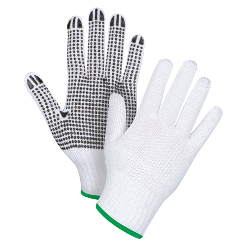 SAN490 Gants tricot&eacute;s &agrave; pois, Poly/coton, Un c&ocirc;t&eacute;, Calibre 7, Moyen