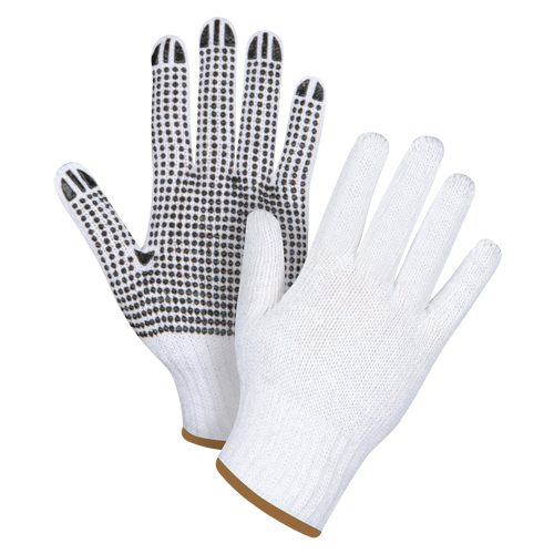 SAN491 Dotted String Knit Gloves, Poly/Cotton, Single Sided, 7 Gauge, Large