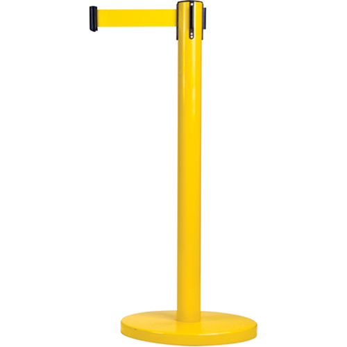 SAS228 Free-Standing Crowd Control Barrier, Steel, 35" H, Yellow Tape, 7' Tape Length