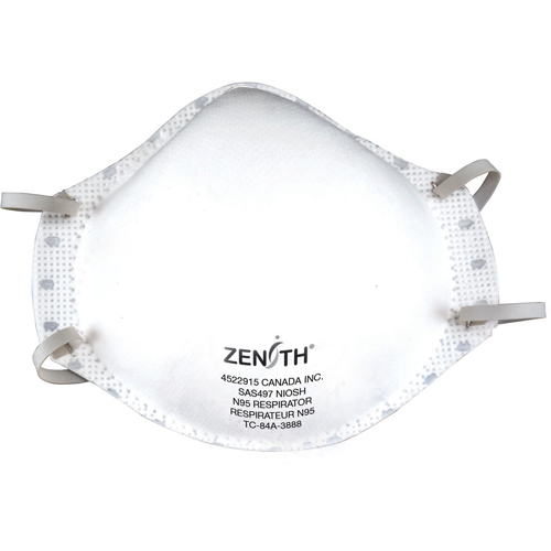 Produits de sécurité Zenith SAS497 Respirateur contre les particules, N95, Certifié NIOSH, Moyen/grand