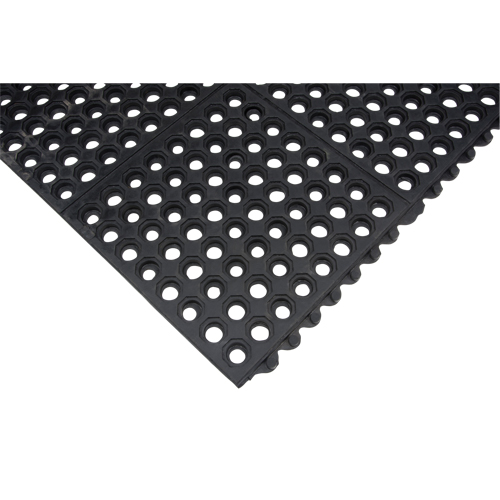 SDL865 Anti-Fatigue Link Matting, Honeycomb, 3' x 3' x 1/2", Black, Natural Rubber