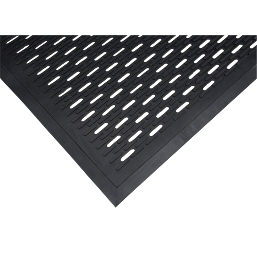 SDL872 Low-Profile Matting, Rubber, Scraper Type, Slotted Pattern, 3' x 5', Black