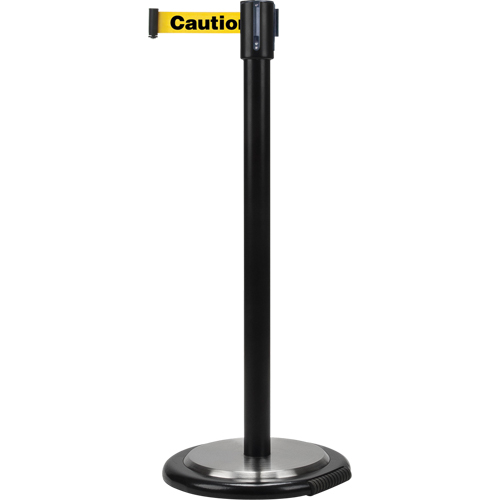 SDN328 Free-Standing Crowd Control Barrier, Steel, 35" H, Yellow Tape, 7' Tape Length