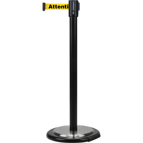 SDN329 Free-Standing Crowd Control Barrier, Steel, 35" H, Yellow Tape, 7' Tape Length