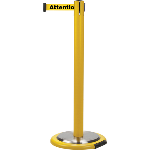 SDN336 Free-Standing Crowd Control Barrier, Steel, 35" H, Yellow Tape, 7' Tape Length