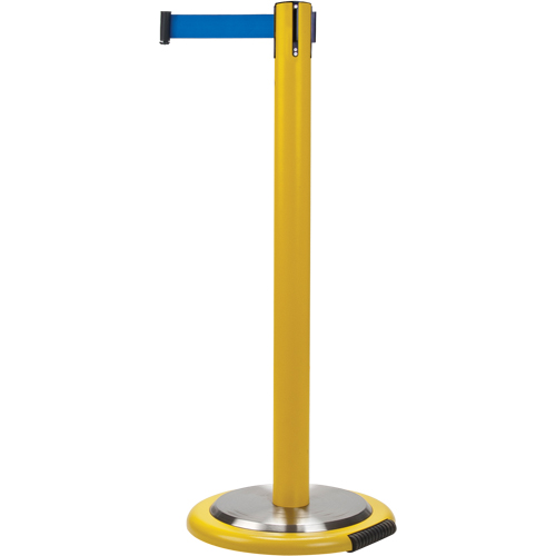SDN337 Free-Standing Crowd Control Barrier, Steel, 35" H, Blue Tape, 7' Tape Length