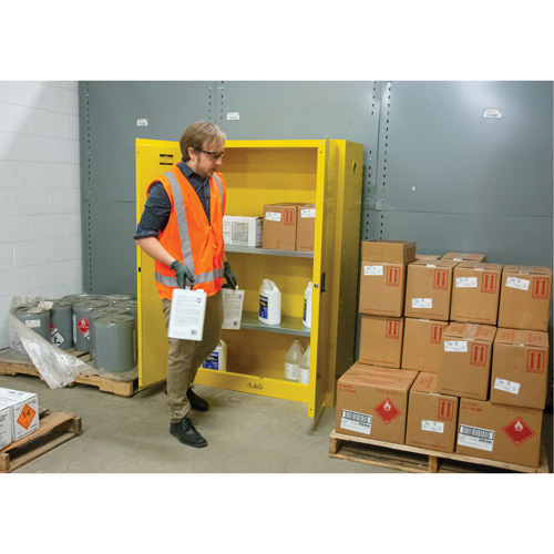 SDN647 Flammable Storage Cabinet, 45 gal., 2 Door, 43" W x 65" H x 18" D