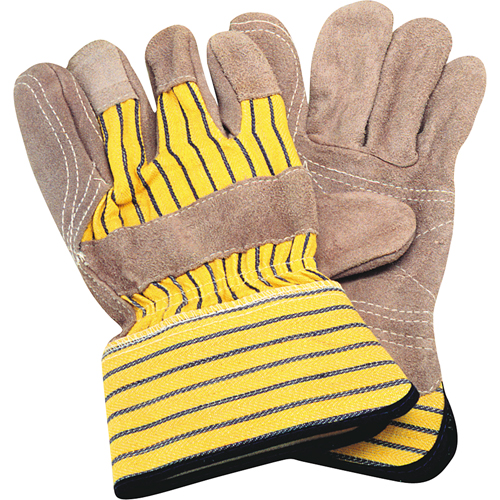 SE349R Superior Double-Palm Fitters Gloves, Large, Split Cowhide Palm, Cotton Inner Lining