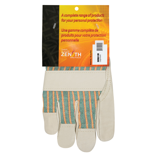 SEB613R Abrasion-Resistant Winter-Lined Work Gloves, Large, Grain Cowhide Palm, Cotton Fleece Inner Lining