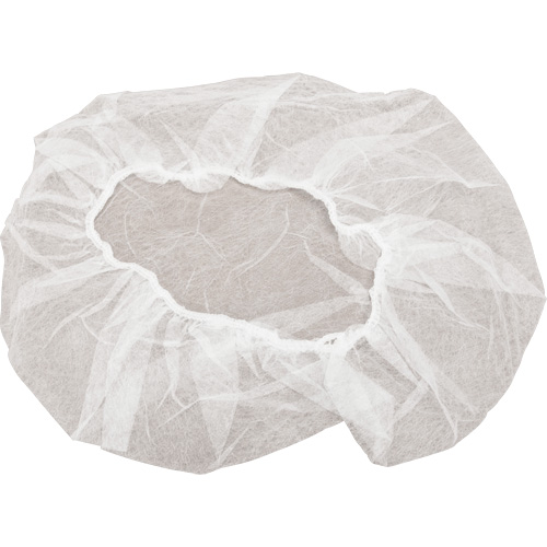 SEC375 Non-Woven Bouffant Caps, Polypropylene, 18", White