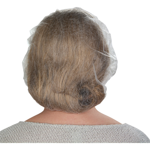 SEC376 Bonnets bouffants non tiss&eacute;s, Polypropyl&egrave;ne, 21"/Grand, Blanc