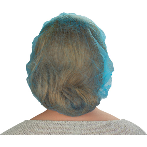 SEC378 Bonnets bouffants non tiss&eacute;s, Polypropyl&egrave;ne, 21"/Grand, Bleu