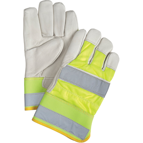 SED428R Yellow High-Visibility Superior Warmth Fitters Gloves, Large, Grain Cowhide Palm, Thinsulate Inner Lining