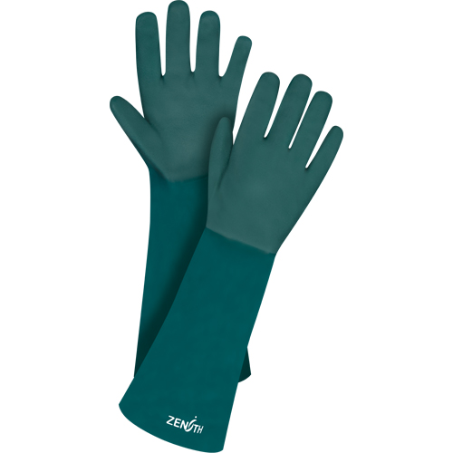 SEE802 Gants verts &agrave; double enduit, 18" lo, PVC, Doublure en Jersey de coton, 70 mils