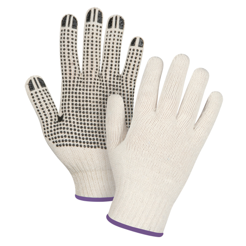 SDS943 Gants l&eacute;gers tricot&eacute;s &agrave; pois, Poly/coton, Un c&ocirc;t&eacute;, Calibre 7, T-petit
