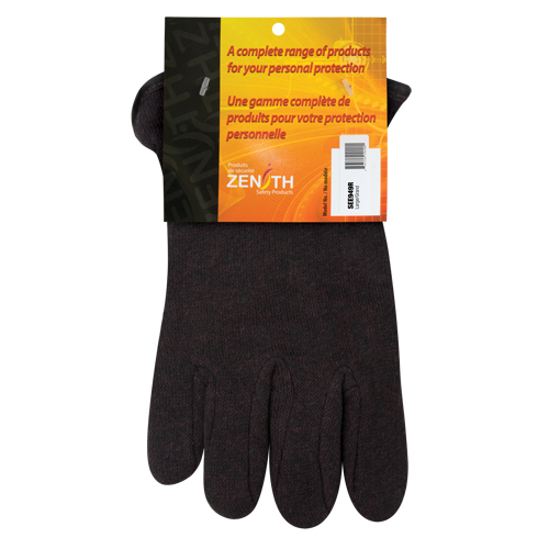 SEE949R Gants de jersey, Grand, Brun, Molleton rouge, &agrave; enfiler