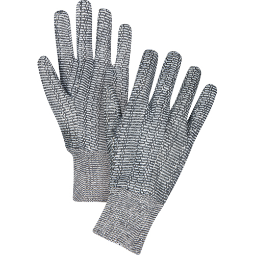 SEE951 Gants de jersey, Grand, Poivre et sel, Non doubl&eacute;, Poignet en tricot