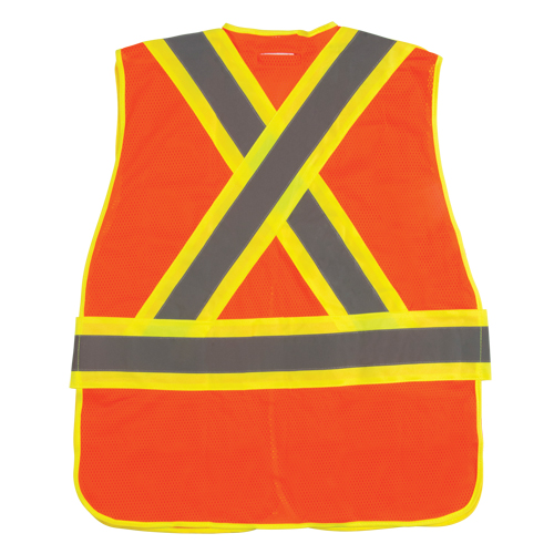 SEF102R Surveyor's Safety Vest, High Visibility Orange, Large, Polyester