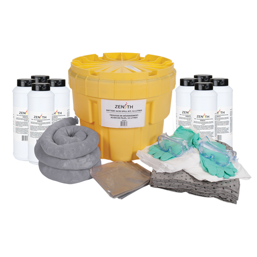 SEI264 Battery Acid Spill Kit, Hazmat, Overpack/Salvage Drum, 20 US gal. Absorbancy