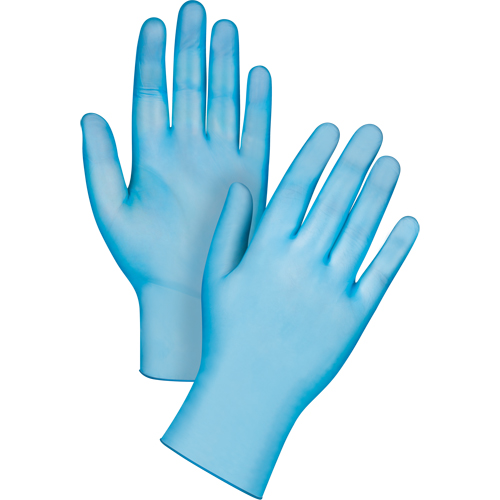 SGX023 Gants jetables de calibre m&eacute;dical, Petit, Vinyle, 4,5 mils, Sans poudre, Bleu, Classe 2