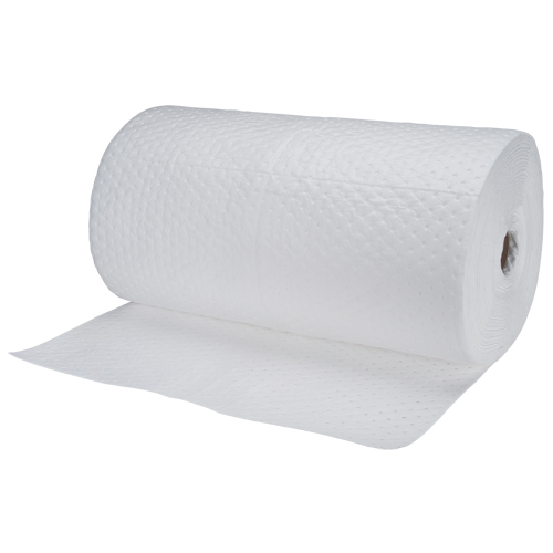 SEI959 Industrial-Grade Fine Fibre Sorbent Rolls, Heavyweight, 150' L x 30" W, 70 gal. Absorbancy
