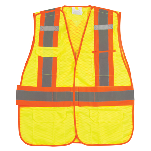 SEK232 Veste d'arpenteur haute visibilit&eacute;, conforme &agrave; la CSA, Jaune lime haute visibilit&eacute;, Moyen, Polyester