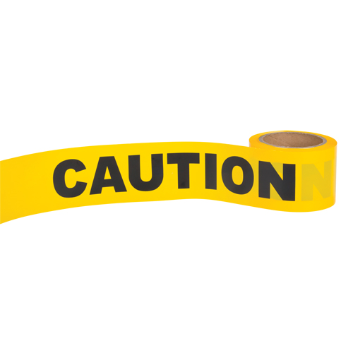 SFJ602 "Caution" Barricade Tape, English, 3" W x 300' L, 1.5 mils, Black on Yellow
