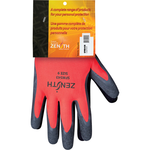 SFM543R Coated Gloves, 9, Rubber Latex Coating, 13 Gauge, Polyester Shell