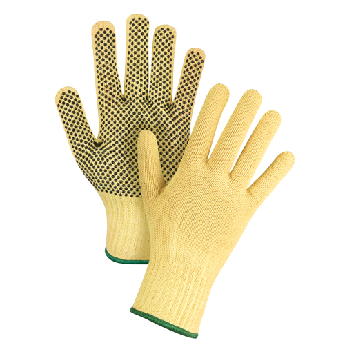 SFP797 Gants tricot&eacute;s sans couture &agrave; pois, Taille Moyen/8, Calibre 7, Rev&ecirc;tement PVC, Enveloppe en Kevlar, ASTM ANSI niveau A2/EN 388 niveau 3