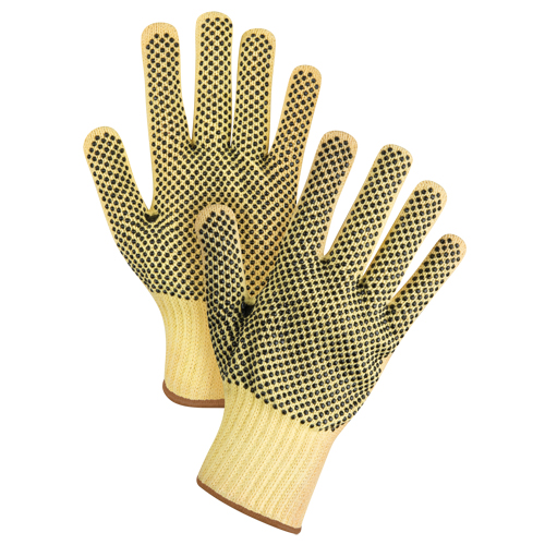 SFP802 Double-Sided Dotted Seamless String Knit Gloves, Size Large/9, 7 Gauge, PVC Coated, Kevlar&reg; Shell, ASTM ANSI Level A2/EN 388 Level 3
