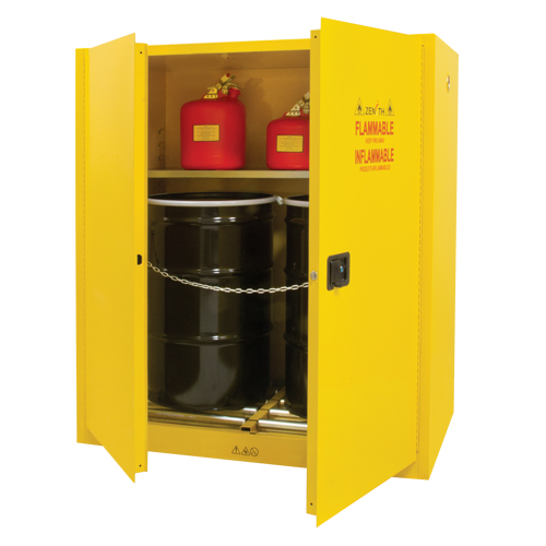 SGC540 Armoire pour entreposage de barils &agrave; la verticale, Capacit&eacute; de 110 gal. US, 2 barils, Jaune