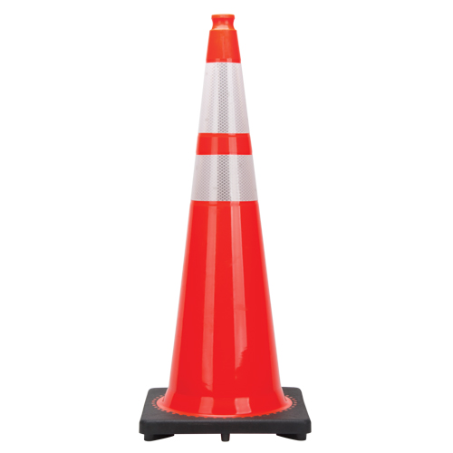 SGD774 C&ocirc;nes de signalisation de premi&egrave;re qualit&eacute;, 36", Orange, Bande(s) r&eacute;fl&eacute;chissante(s) 4" & 6"