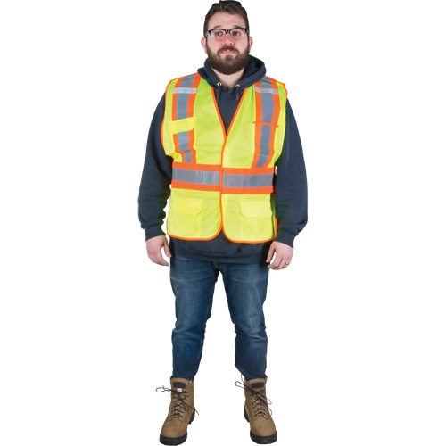 SGF140 Flame-Resistant Surveyor Vest, High Visibility Lime-Yellow, Medium, Polyester