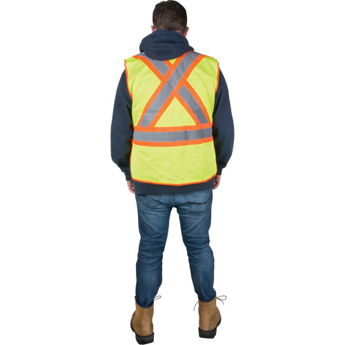 SGF140 Flame-Resistant Surveyor Vest, High Visibility Lime-Yellow, Medium, Polyester