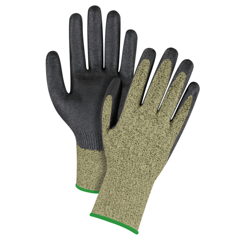 SGF146 Black & Yellow Seamless Stretch Cut-Resistant Gloves, Size Medium/8, 13 Gauge, Foam Nitrile Coated, Aramid Shell, ASTM ANSI Level A6
