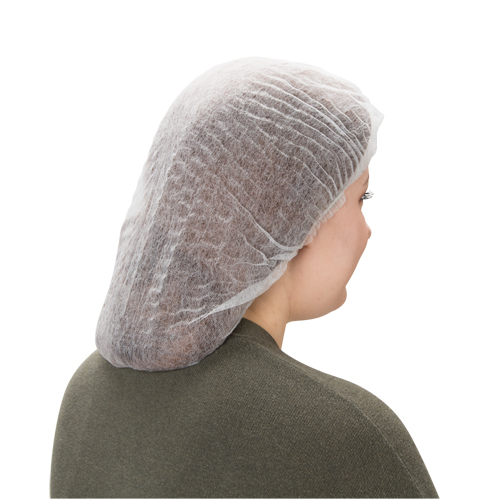 SGF185 Pleated Bouffant Cap, Polypropylene, 19", White