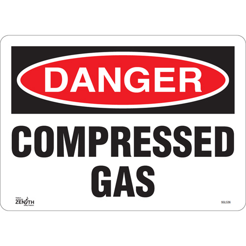 SGL536 "Compressed Gas" Sign, 10" x 14", Vinyl, English