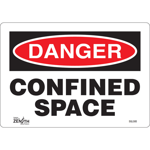 SGL593 "Confined Space" Sign, 7" x 10", Vinyl, English