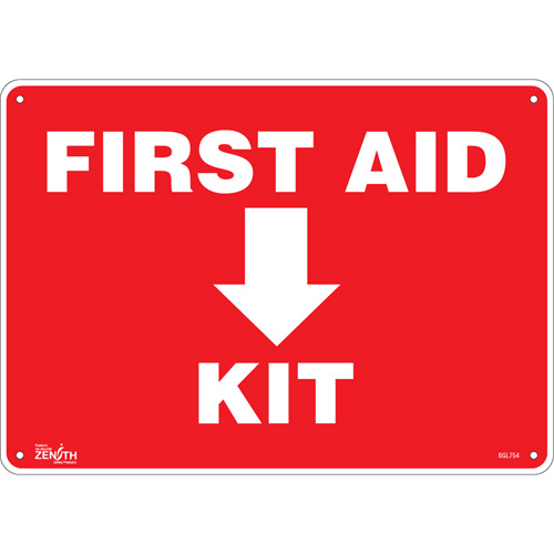 SGL754 "First Aid Kit" Sign, 10" x 14", Aluminum, English with Pictogram