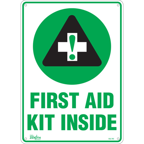 SGL760 Enseigne First Aid Kit, 14" x 10", Aluminium, Anglais avec pictogramme