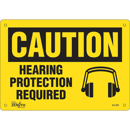 SGL909 "Hearing Protection Required" Sign, 7" x 10", Aluminum, English with Pictogram