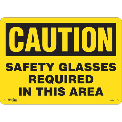 SGL930 "Safety Glasses Required" Sign, 10" x 14", Aluminum, English