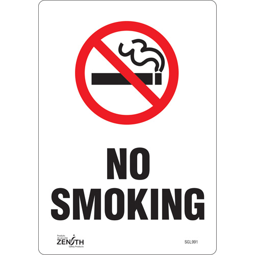 SGL991 "No Smoking" Sign, 10" x 7", Vinyl, English with Pictogram