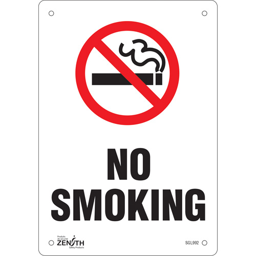 SGL992 "No Smoking" Sign, 10" x 7", Plastic, English with Pictogram