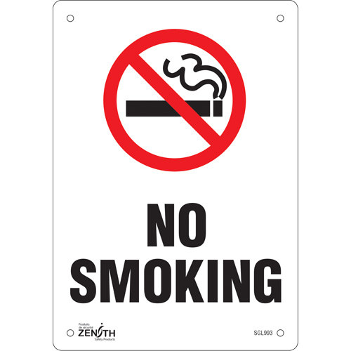 SGL993 "No Smoking" Sign, 10" x 7", Aluminum, English with Pictogram