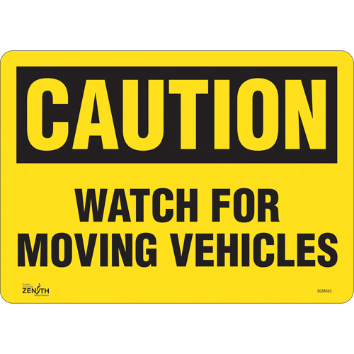 SGM043 "Watch For Moving Vehicles" Sign, 10" x 14", Vinyl, English